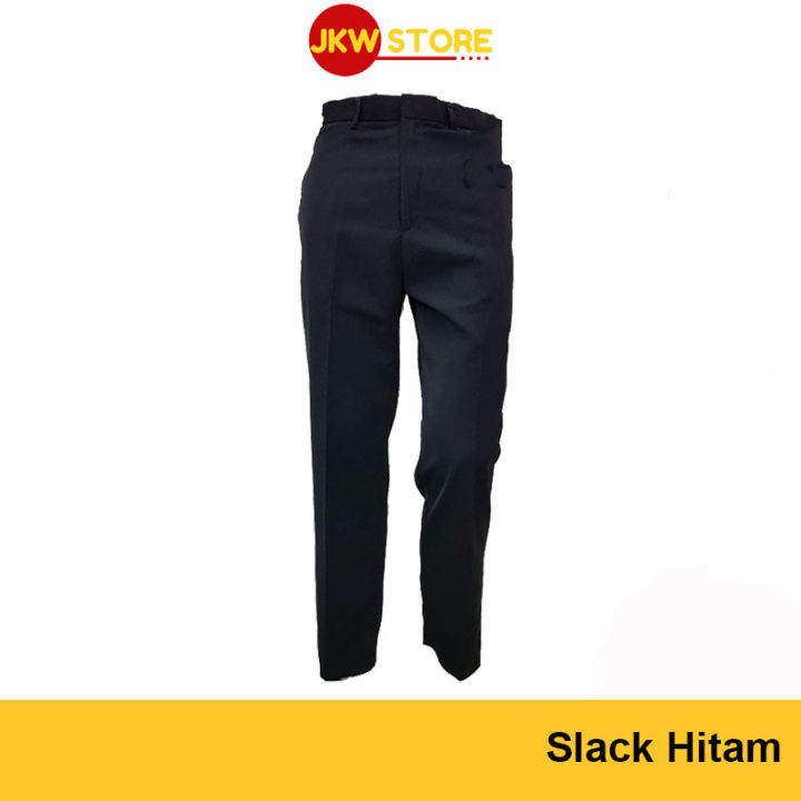 SELUAR SLACK HITAM (KAIN LICIN)MENS SLACK LONG PANTS BLACK STRAIGHT CUT ...