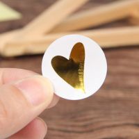 Round Gold Heart Adhesive Sticker Cute Sealing Label Sticker For Birthday Cards Envelope Gifts Decoration Stationery 80/160 Pcs Stickers Labels