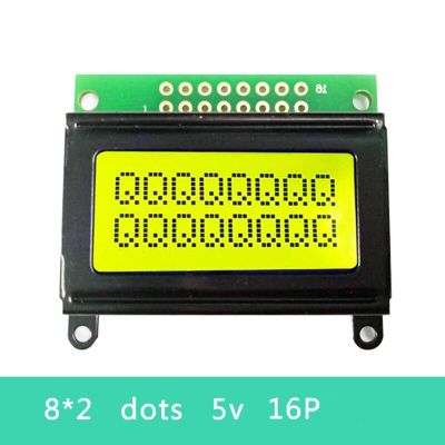 【☑Fast Delivery☑】 baoqingli0370336 5V 8X2 Stn สีเหลืองสีเขียวตัวอักษร0802โมดูล Lcd Hd44780หรือตัวควบคุม Splc780ขนานสำหรับ Mcu 51 Stm32