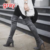 2021 Fashion Women Boots Spring Winter Over The Knee Heels Quality Suede Long Comfort Square Botines Mujer Thigh High Boots