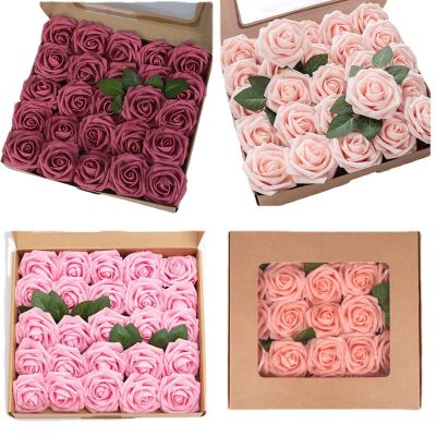 25/50 Heads Artificial Rose Flowers Foam Fake Faux Flowers Roses for DIY Wedding Bouquets Party Home Decor Garden Decoration Spine Supporters