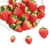 2pcs Strawberry Fruit Resin Miniature Food Art Supply Charm Beads for Jewelry Making DIY Earrings Bracelet Necklace Craft