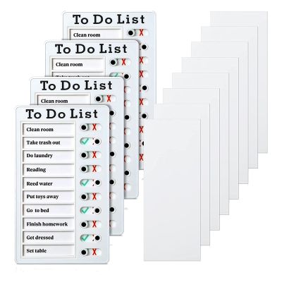 4 Pcs to Do List Memo Board Removable Message Board Plastic RV Checklist Personal Schedule Board with 8 Cards