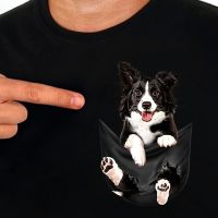 Pet Dog T-Shirt Fashion Summer Pocket Border Collie Printed T-Shirt MenS For Shirts Hip Hop Tops Funny Cotton Tees 【Size S-4XL-5XL-6XL】