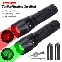 ↂ☼❇ 8000LM Red Green LED Flashlight High Power Powerful LED Tactical Military Torch USB Camping Lanterna Waterproof Self Defence Lam