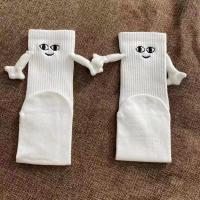 smile holding hands socks magnet personality stereoscopic doll cute cotton hold hands hand in hand stockings