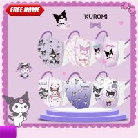 Freehome?ใหม่?Saniro 10ชิ้นหน้ากากปิดหน้า3D สามชั้น Kawaii Kuromi Mylody แบบใช้แล้วทิ้งหน้ากากป้องกันฝุ่นป้องกันหมอกควัน【พร้อมส่ง + รหัส】