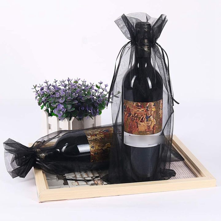 30pcs-black-organza-wine-bottle-bags-sheer-mesh-bottle-gift-pouches-wine-covers-dresses-with-drawstring-for-halloween