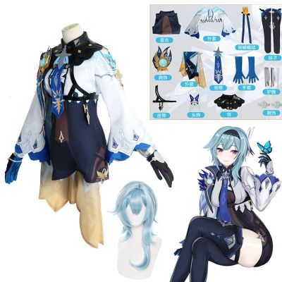 Eula Cosplay Costume Genshin Impact Anime Halloween Women Jumpsuit Role Play Uniform Carnival Party Outfit Accessories Full Set