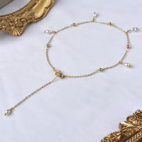 XF800 Natural Freshwater Pearl Anklet Creative Retro Style 14K Gold Injection Adjustable Chain Fine Jewelry for Women J10005