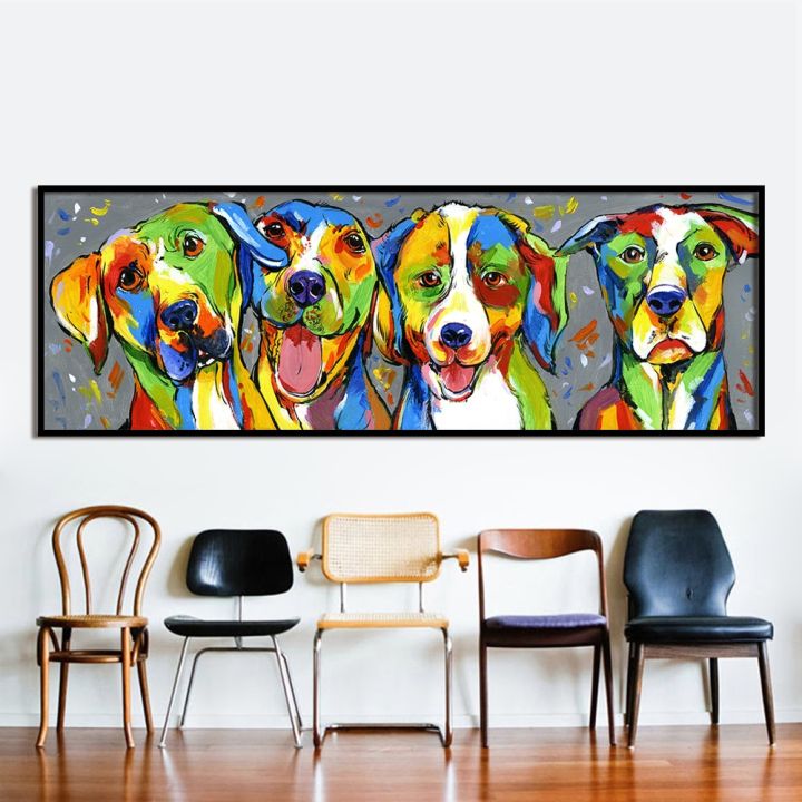 ภาพภาพวาดสีน้ำมันรูปสัตว์ตกแต่งผนังสุนัขพันธุ์-hdarth-สำหรับห้องนั่งเล่นการตกแต่งบ้านมิตรภาพไร้กรอบสุนัขพันธุ์-heyuan-ในอนาคต