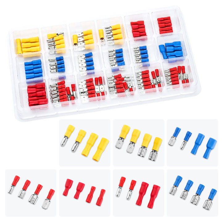 vastar-120pcs-electric-assorted-insulated-wire-cable-terminal-crimp-connector-spade-set-kit