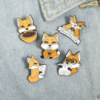 Creative Trendy Cute Cats And Foxs Oil Drop Brooch Pin Denim Bag Gift For Friends Men Women Fashion Jewelry Clothes Decoration