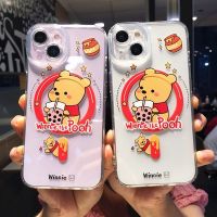 เคสโทรศัพท์ TPU โปร่งใสการ์ตูน Iphone 14 11 12 13 Pro Max 14 Plus นมน่ารักฝาหลังนิ่มลายหมี