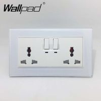 【On Sale】 vkysdo 146คู่สากลเปลี่ยนซ็อกเก็ต Wallpad หรูหราแผงกระจกคริสตัล110โวลต์-250โวลต์146*86มิลลิเมตร2สากลเปลี่ยนซ็อกเก็ตที่มี LED