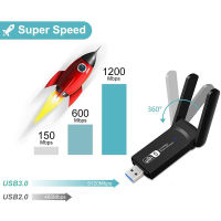 [COD]3.0 USB WiFi Adapter 1200Mbps อะแดปเตอร์เครือข่ายไร้สาย WiFi Dongle Dual Band 2.4GHz 5GHz สำหรับ Windows Vista Mac 10.6-10.15 Linux