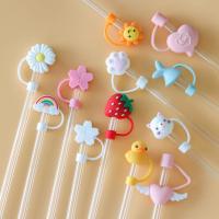 1PC Cartoon Silicone Straw Tips Creative Straw Cover Drinking Dust Cap Splash Proof Straw Plugs 6-8mm Straw Sealing Tools Specialty Glassware