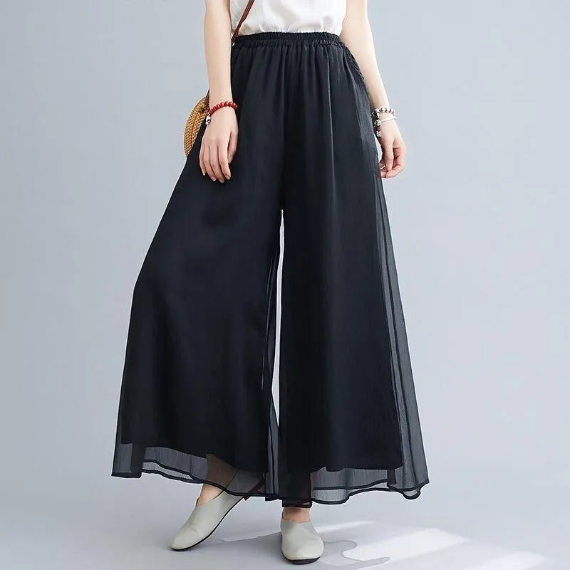 White chiffon best sale pants plus size