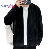 Cozy Up Long Sleeve Bomber Jackets Men S Loose Corduroy Casual Stand Collar