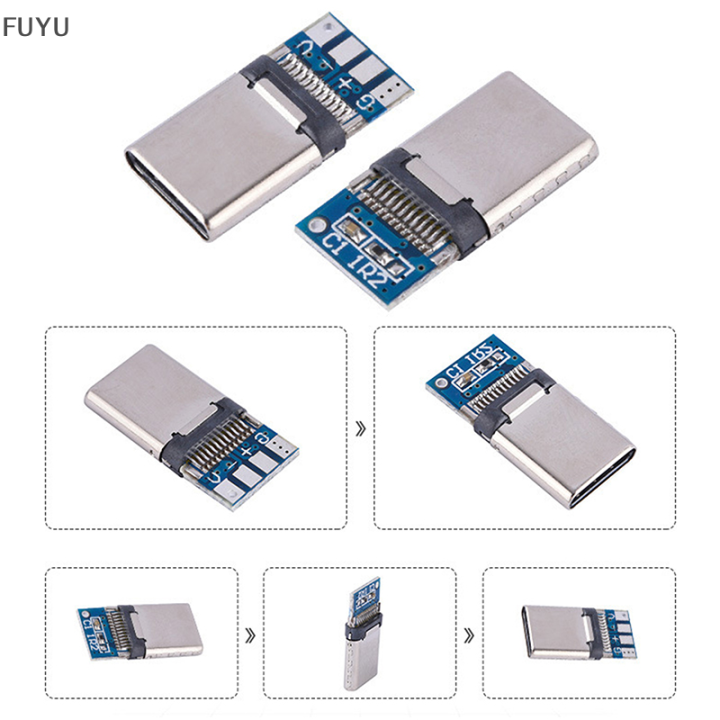 fuyu-10ชิ้นแจ็คปลั๊ก-usb-3-1ชนิด-c-เชื่อมต่อกับปลั๊กบอร์ด-pcb-สำหรับแอนดรอยด์