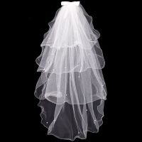 Autux Tulle ผ้าคลุมผมประดับโบว์สีขาวสําหรับเจ้าสาว