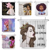 Beauty Girl Shower Curtain African American Curtains Funny Inspirational Words Art King Bathroom Curtain With Hooks Decorations