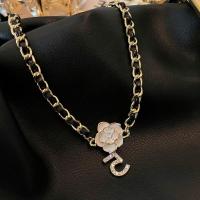 ⊕▼❧ Real gold plating camellia digital pendant sweater chain necklace female niche in the fall and winter design feeling restoring ancient ways neck chain