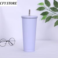 、’】【‘ 500/750Ml Large Capacity Stainless Steel Double Wall Vacuum Insulated Tumbler With Straw And Lid Coffee Mug Travel Cup Boba Cup