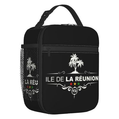 ✹ Reunion Island 974 Resuable Lunch Boxes Women Reunionese Proud Thermal Cooler Food Insulated Lunch Bag School Children Student