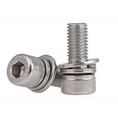 {Haotao Hardware} M3 M4 M5 304สแตนเลสสตีล Hex สามชุดสกรูซ็อกเก็ต Hex ผสม Bolt 50 Pcs