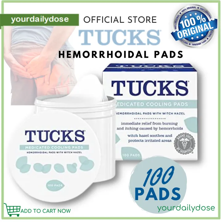 Provides immediate relief from burning and itching caused by hemorrhoids. Witch Hazel soothes and protects irritated areas. Medicated Cooling Pads are pH balanced, hypo-allergenic, dye-free.TUCKS Medicated Cooling PadsYou can rely on these pads for immediate relief from the burning, itching and irritation associated with hemorrhoids. With witch hazel as their active ingredient, they soothe, cool and protect irritated anorectal and vaginal tissue.