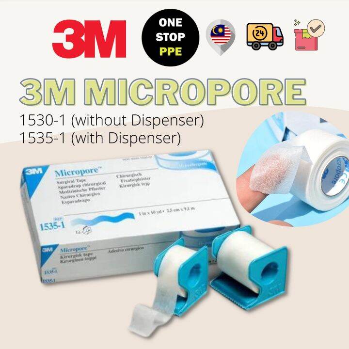 [Ready Stock] 3M Micropore Surgical Tape With / Without Dispenser Per Roll Lazada