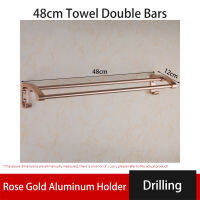 2021Towel Hanger Double Bars Shower Clothes Hanging Wall Toliet Storage Rack Rose Gold Aluminum Holder Hook Bathroom Accessories