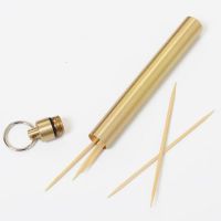 1PCs EDC Brass Sealed Waterproof Box Storage Bottle Toothpick Holder Ear Pick Spoon Earpick Keychain Key Chain Ring Tool Set