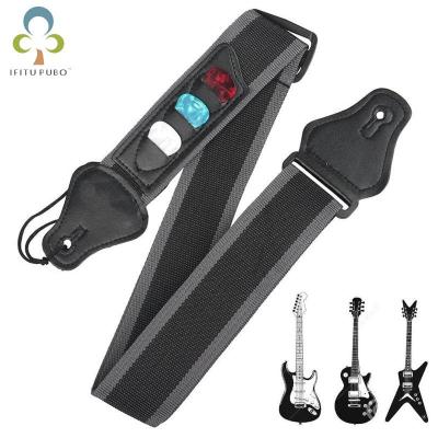 Adjustable Electric Guitar Strap with 3 Guitar Picks Holders PU Leather Ends Acoustic Guitar Bass Strap Belt Accessories GYH Guitar Bass Accessories