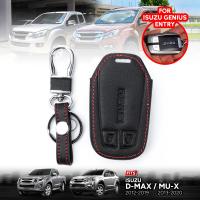 ซองหนัง ใส่กุญแจรีโมทรถยนต์ 2 ปุ่ม รุ่น อีซูซุ ดีแม็กซ์  ISUZU D-MAX DMAX / MU-X MUX ปี 2013 - 2020 สีดำ 1 ชิ้น