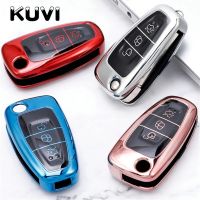 เคส Kunci Remote Mobil TPU แบบนิ่มที่ใส่คลุมทั้งหมดสำหรับ Ford Focus 2 3 MK3เอสทีอาร์เอสอีโคสปอร์ตคูก้าเอสเคป Fiesta พับ C-Max S-Max Mondeo