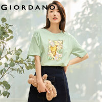 GIORDANO Women Lion Dance Series T-Shirts Fashion Art Print Tshirts Short Sleeve Crewneck Comfort Summer Causal Tee 99393015