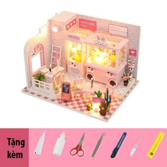 Girl doll house furniture toy diy miniature room diy wooden dollhouse - ảnh sản phẩm 5