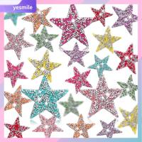 YESMILE 24pcs สีสันสดใส ดาวแพทช์ บลิง รีดบน การตกแต่งตกแต่ง กลิตเตอร์ เสื้อผ้าสำหรับผู้หญิง