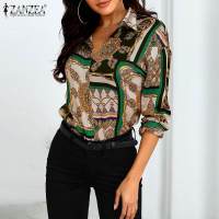 Women Long Sleeve Blouse ZANZEA Vintage Totem Chain Scarf Printed Shirt Bohemian Tops Tunic Autumn Lapel Neck Long Sleeve Blusas