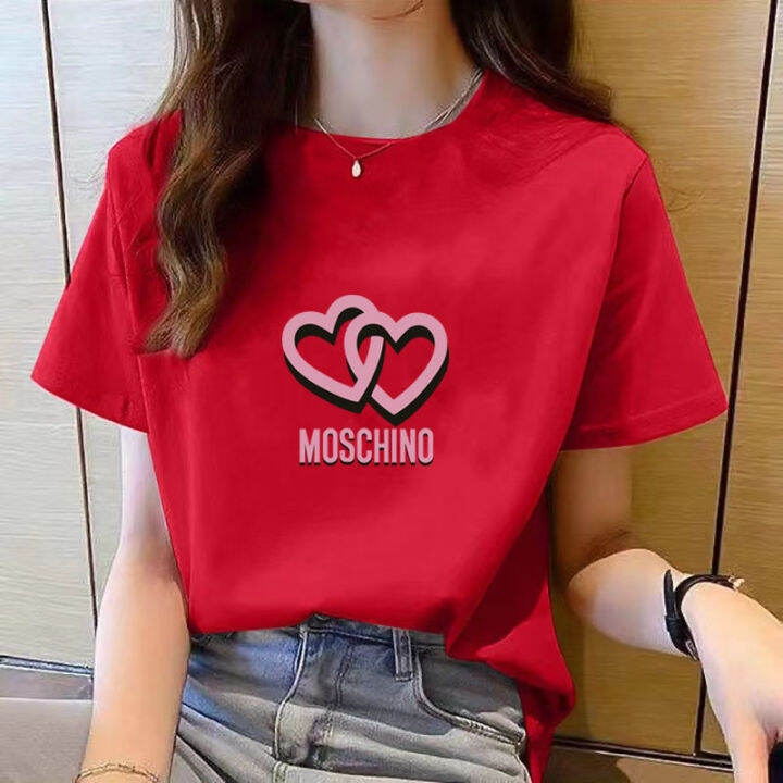 เสื้อยืดคอกลมสำหรับผู้หญิงแขนสั้นพิมพ์ลายการ์ตูนสีดำลำลองใหม่ฤดูร้อนเสื้อยืดหลวมแฟชั่นสำหรับผู้หญิงเรียบง่ายขนาดใหญ่สไตล์เกาหลี