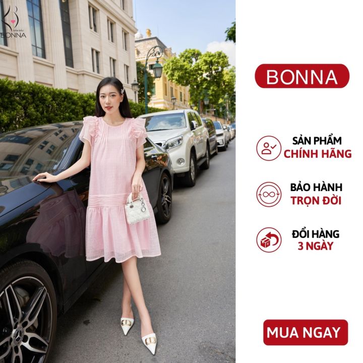 Đầm bầu dự tiệc BONNA chất ren mềm cao cấp, dáng váy suông đuôi cá ...