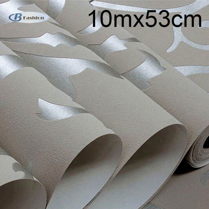 BF Grey 3D Victorian Damask Embossed Wallpaper Roll Home Decor Living