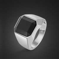 100% 925 Sterling Silver Men Black Onyx Square Agate Signet Ring Woman Index Finger Ring Sizes 6 To 13 Band Boy Jewelry Gift