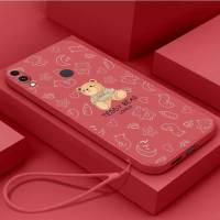 เคส Redmi Note 7 Redmi Note 7 Pro Redmi Note 6 Redmi Note 6 Pro เคสนิ่มใส่โทรศัพท์ซิลิโคนเหลวป้องกันเคสกันกระแทกมือถือเรียบหมีการ์ตูนน่ารักพร้อมสายคล้อง