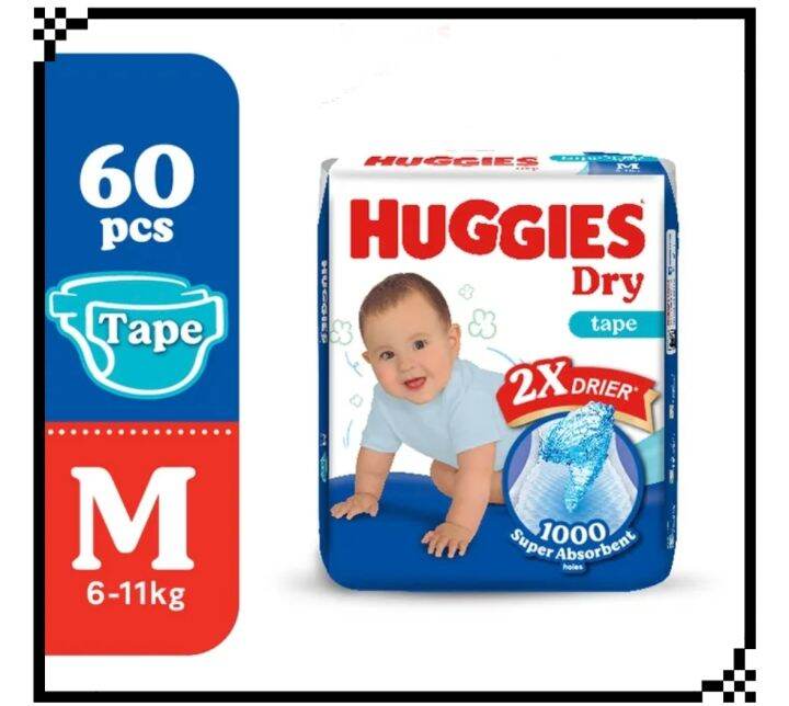 HUGGIES Dry Tape NB60/S80/M60/L54/XL48/XXL38(1 PACK) Lazada