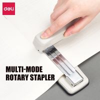 Deli Multi-mode Rotating Stapler Stapleable Centre Seam Stapling Booklet Frosted Touch Non-slip Base Stapler Office Supplies Staplers Punches