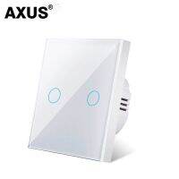 AXUS ใหม่แก้วคริสตัลสีขาวเทมเปอร์สีดำ AC100-240V ยุโรปสวิตช์สัมผัสปุ่มเซ็นเซอร์แผงไฟผนัง1/2/3แก๊ง10A ขัดจังหวะจุดไฟ Swi