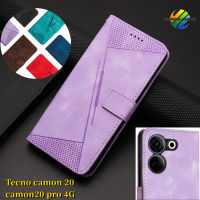 เคสหนังฝาพับสำหรับ Tecno Camon 20 Pro 4G 20PRO Camon20เป็นเส้นนูนเคสโทรศัพท์ Lite ใส่การ์ดเคสหนังโทรศัพท์มือถือ